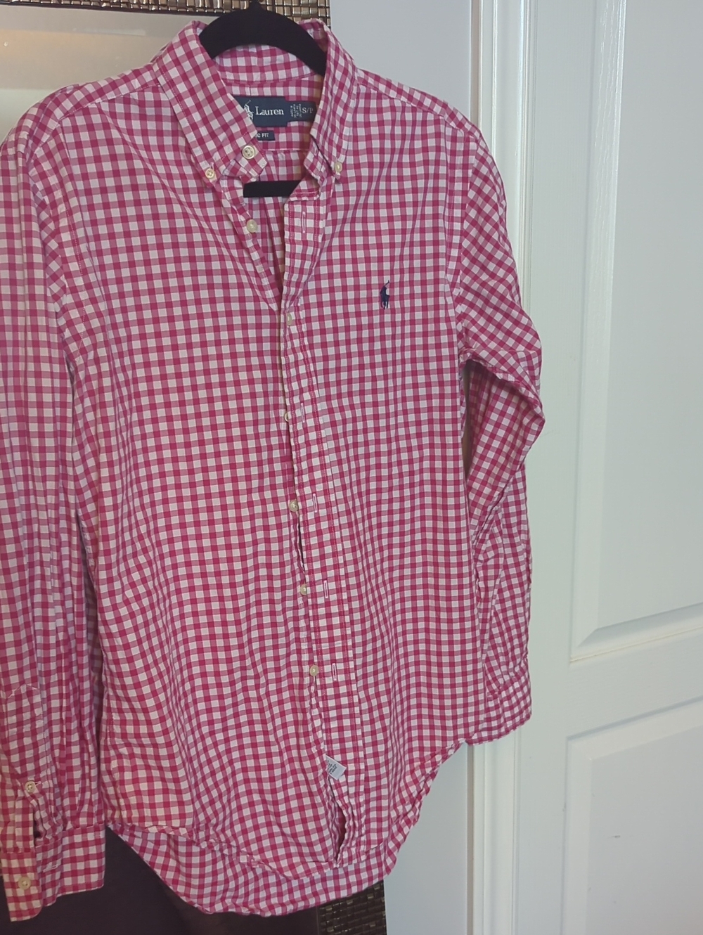 Ralph Lauren Pink and White Gingham Button-Down Shirt